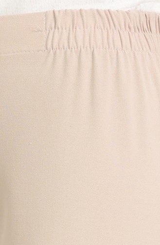 Beli Lastikli Düz Paça Pantolon 2062-15 Krem