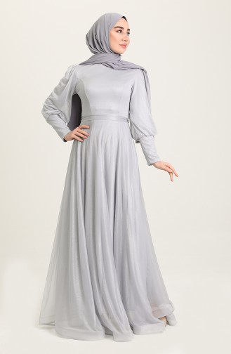 Grau Hijab-Abendkleider 5672-01
