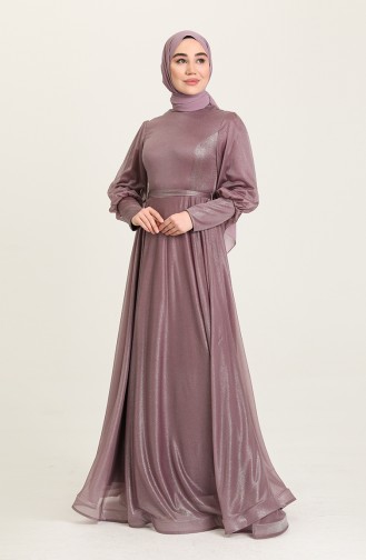 Violet Hijab Evening Dress 5672-02