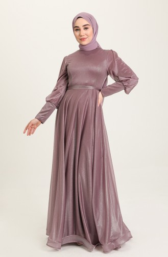 Violet Hijab Evening Dress 5672-02