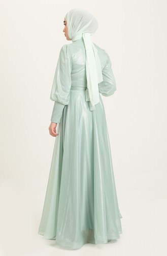 Mint Green Hijab Evening Dress 5672-03