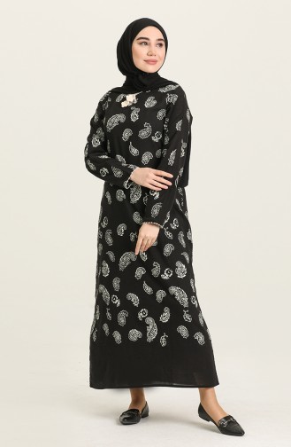 Schwarz Hijab Kleider 5656-01
