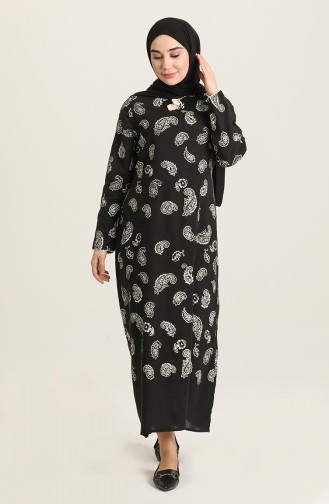 Schwarz Hijab Kleider 5656-01
