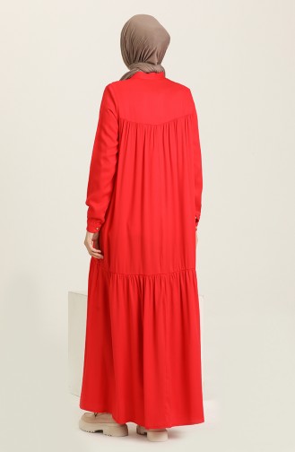 Fiyonklu Elbise 1730-06 Kırmızı
