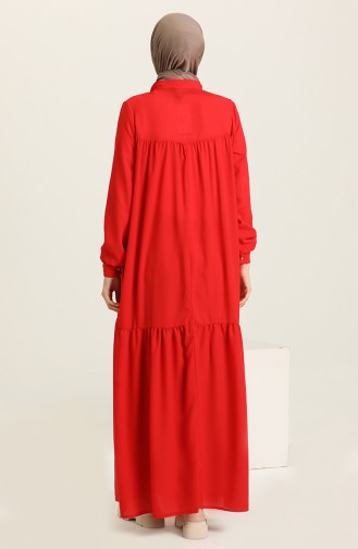 Fiyonklu Elbise 1730A-01 Kırmızı