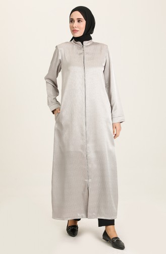 Abaya a Fermeture 6013-02 Gris 6013-02