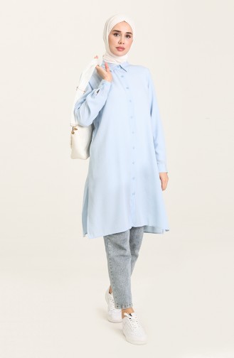 Yırtmaçlı Tunik 8138-01 Mavi