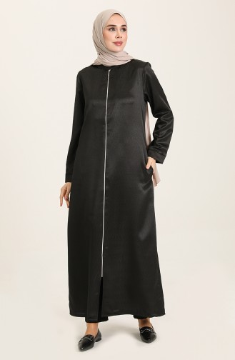 Abaya a Fermeture 6013-01 Noir 6013-01