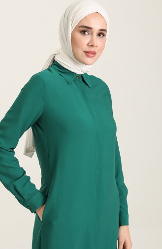 Oyya Hidden Button Viscose Tunic 8121-14 Emerald Green 8121-14