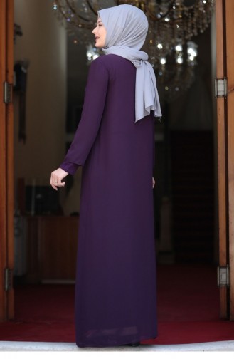 Purple Hijab Evening Dress 1821