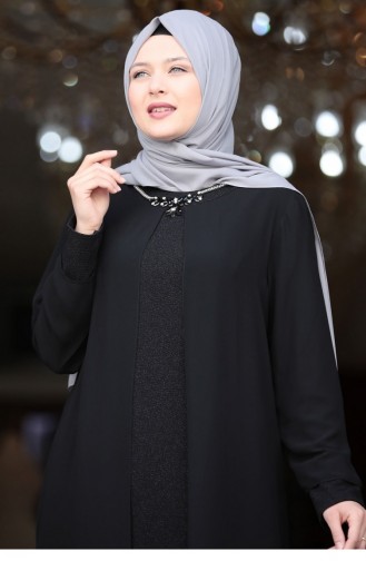 Black Hijab Evening Dress 1822