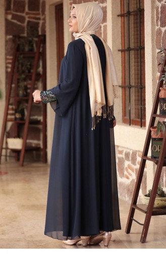 Dunkelblau Hijab-Abendkleider 1828