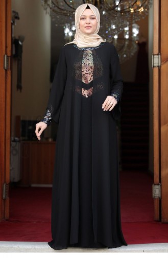Black Hijab Evening Dress 1829