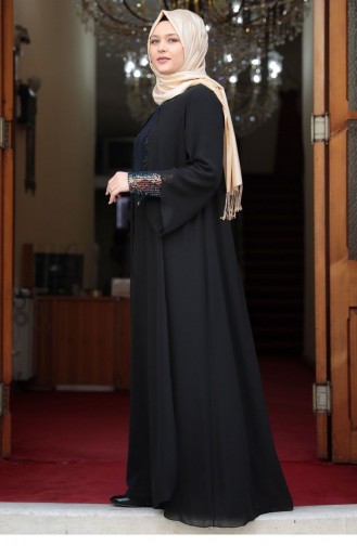 Schwarz Hijab-Abendkleider 1829