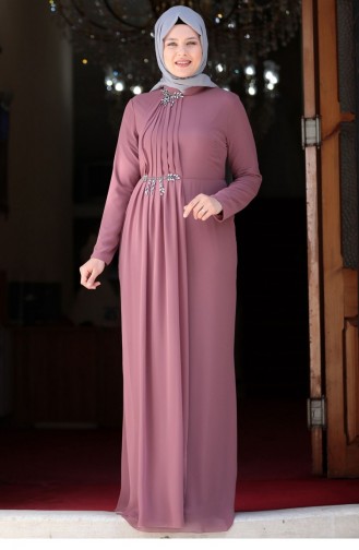Beige-Rose Hijab-Abendkleider 1836