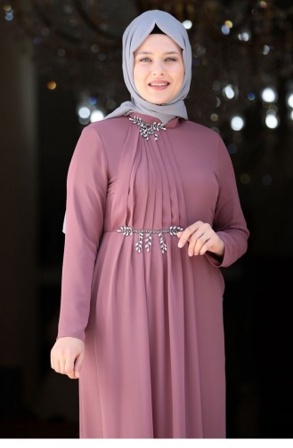 Beige-Rose Hijab-Abendkleider 1836