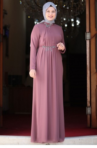 Beige-Rose Hijab-Abendkleider 1836