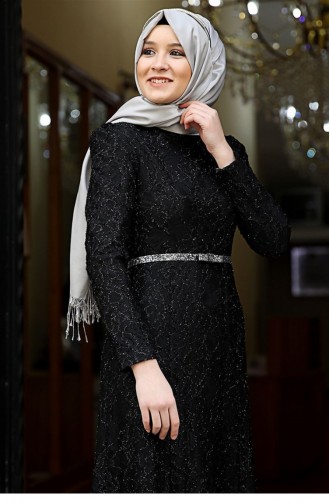 Black Hijab Evening Dress 1862