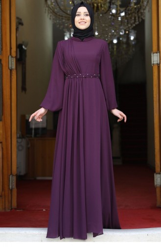 Plum Hijab Evening Dress 1870