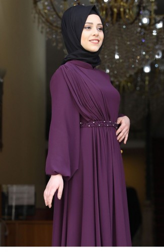 Plum Hijab Evening Dress 1870