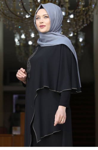 Black Hijab Evening Dress 1880