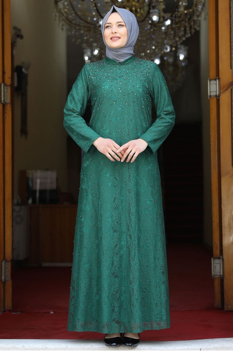 emerald green dress muslimah Emerald Green Long Muslim Wedding Party Kaftan Dress 36