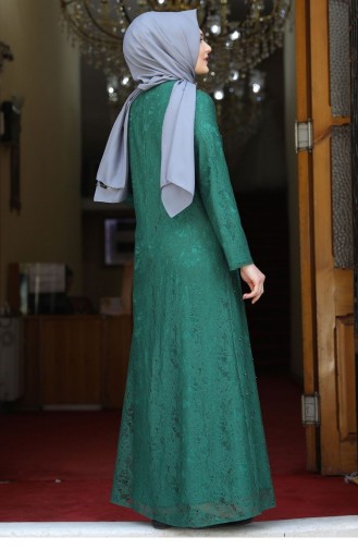 Emerald Green Hijab Evening Dress 1900