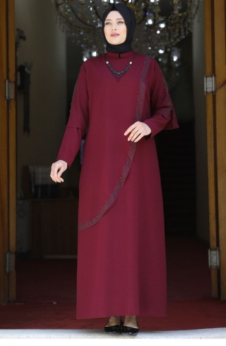 Claret Red Hijab Evening Dress 1921