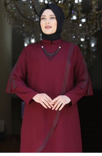 Claret Red Hijab Evening Dress 1921