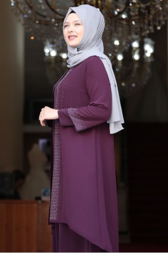 Plum Hijab Evening Dress 1973