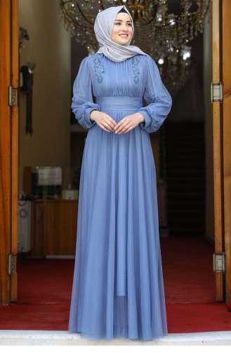 Indigo Hijab Evening Dress 2054