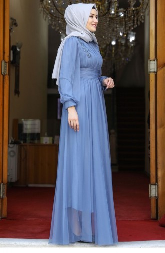 Indigo Hijab Evening Dress 2054