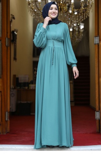 Green Almond Hijab Evening Dress 2072