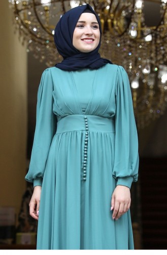 Green Almond Hijab Evening Dress 2072