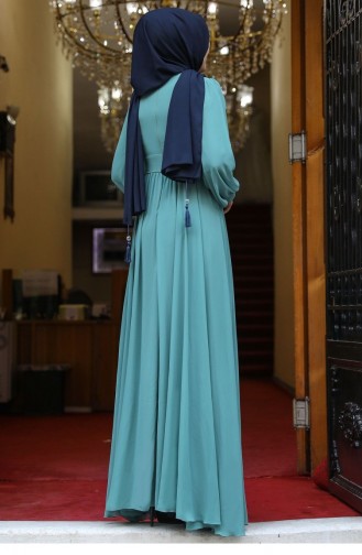 Green Almond Hijab Evening Dress 2072