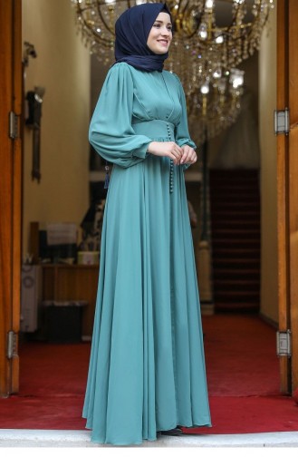 Green Almond Hijab Evening Dress 2072