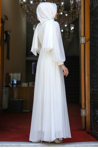 Naturfarbe Hijab-Abendkleider 2073