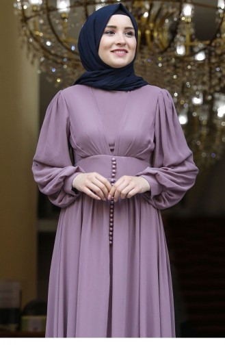 Dusty Rose Hijab Evening Dress 2074