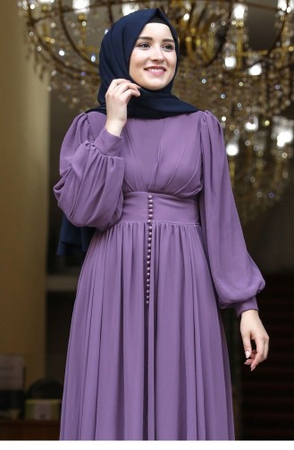 Lavendel-Farbe Hijab-Abendkleider 2076