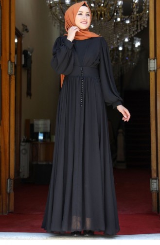 Schwarz Hijab-Abendkleider 2078