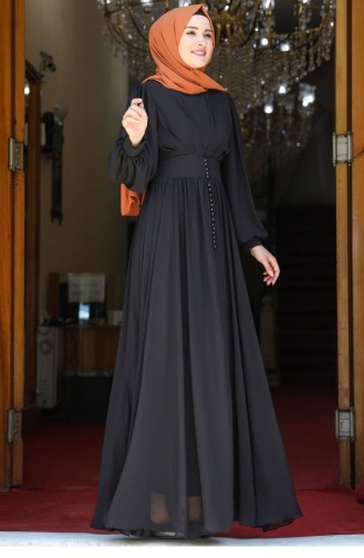 Schwarz Hijab-Abendkleider 2078
