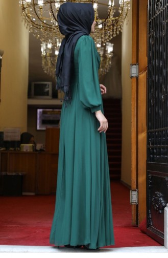 Emerald Green Hijab Evening Dress 2079