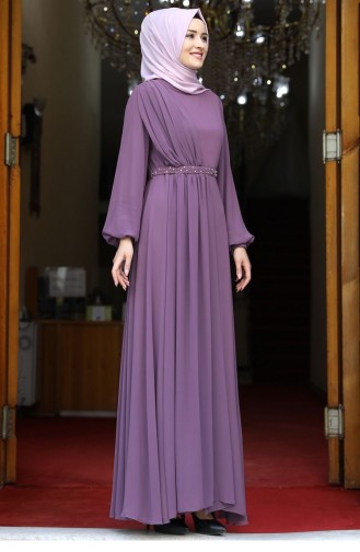 Dusty Rose Hijab Evening Dress 2087