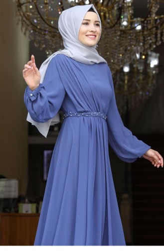 Indigo Hijab Evening Dress 2088