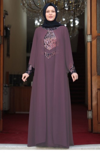 Dusty Rose Hijab Evening Dress 2106