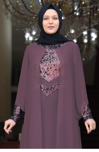 Beige-Rose Hijab-Abendkleider 2106