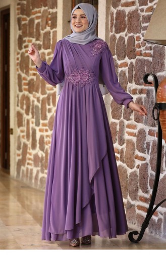 Violet Hijab Evening Dress 2130