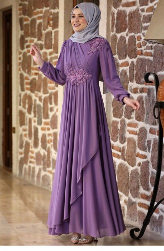 Violet Hijab Evening Dress 2130
