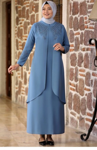 Babyblau Hijab-Abendkleider 2145