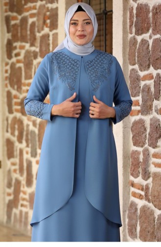 Babyblau Hijab-Abendkleider 2145